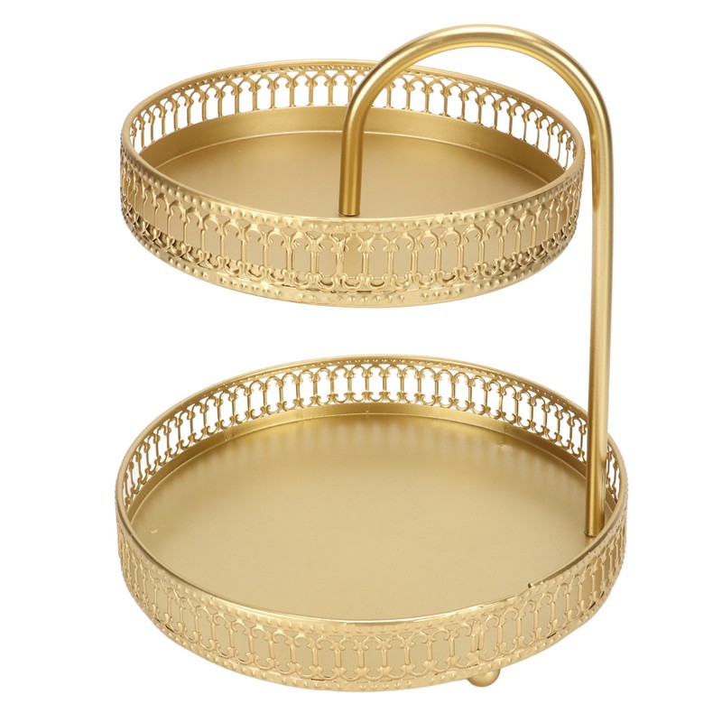 2 Tier Fruit Tray Gold Elegant Large Capacity Decorative Multi