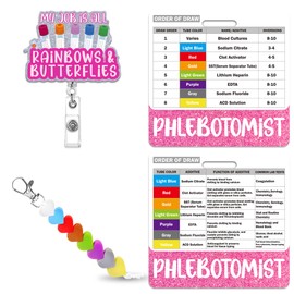 Obookey Phlebotomy Badge Reel with Buddy, Order of Blood Draw Reversible Reference Card with Beads Clip, Retractable Phlebotomist Essentials Nurse Accessories for Work, Nursing Practitioner Grad Gifts