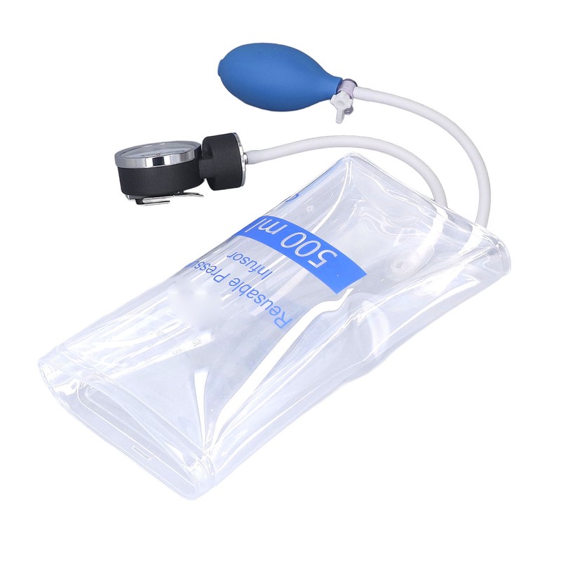 500ml Pressure Infuser Bag with Gauge and Pump Transparent Hospital