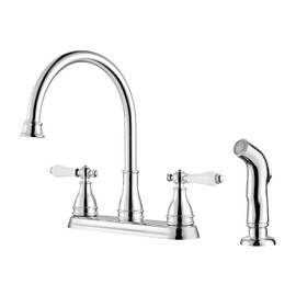 Pfister Sonterra 2-Handle Kitchen Sink Faucet with Side Sprayer High Arc Polished Chrome Finish 1.8 GPM Flow Rate 3 or 4 Hole Installation Ceramic Disc Valve F0364SNC