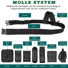 REAQUE Tactical Belt, 10 Piece Set Police Belt Military Belt, Police Tactical Equipment, Nylon Quick Release Combat Belt, Outdoor Sports, Camping, Hunting, Safety Equipment