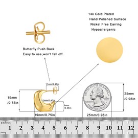 18K Gold Women's Earrings, Chunky Teardrop Hoops Earrings for Women, Lightweight Waterdrop Hollow Open Hoops, Hypoallergenic Earrings for Women and Girls, Stainless Steel, No Gemstone