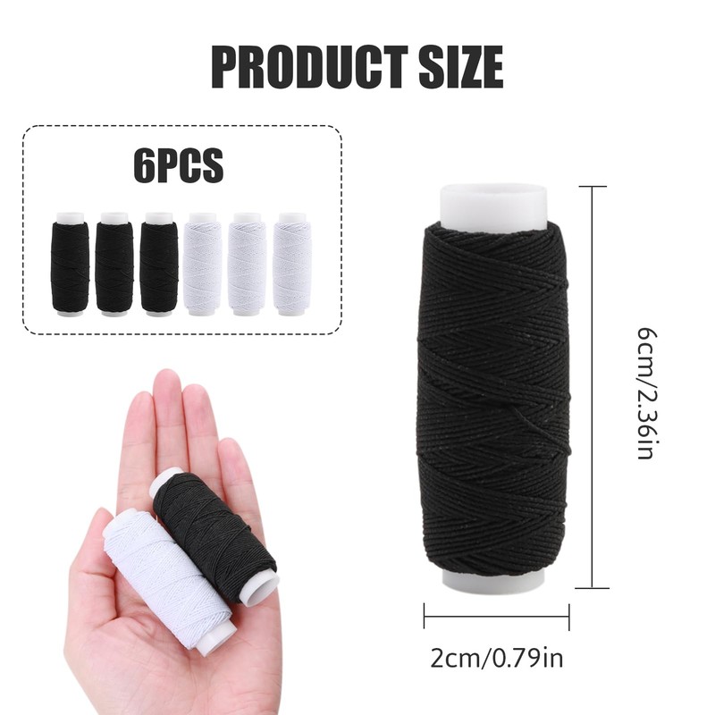 6Pcs Elastic Sewing Thread 25m Each Elastic Thread for Shirring