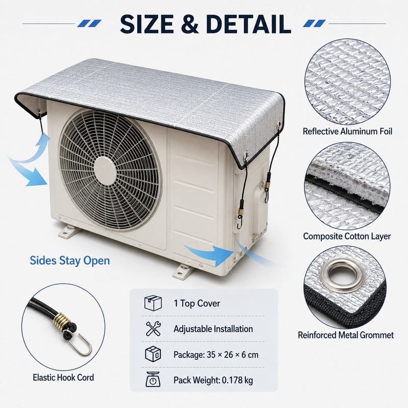 2 Pack Outdoor Air Conditioner Cover Waterproof Rainproof AC Unit