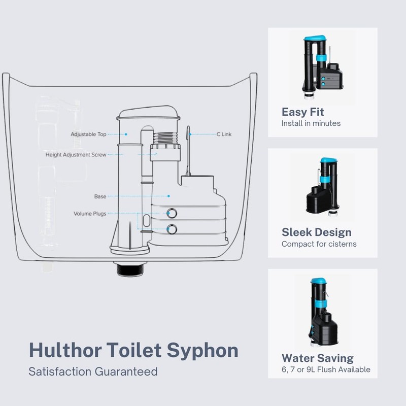 Hulthor Toilet Syphon Replacement Kit - Universal Dual Flush Syphon