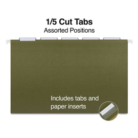 Staples ECO-ID Hanging File Folder, 5-Tab, Legal Size, Standard Green, 50/Carton (ST116830/1168VS)