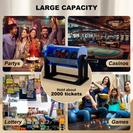 Raffle Drum, Raffle Ticket Spinner Drum with Silent Design Turning Handle, Durable Ticket Spinner for Raffles Tickets, Large Capacity Raffle Wheel Spinner with Stand for Lottery Games, Bingo