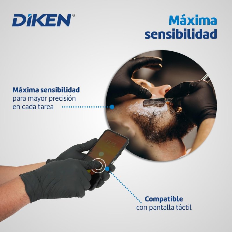 DIKEN Guantes 100% Nitrilo, Grado Alimenticio, SIN Polvo, Libre de