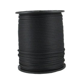 3/16 inch Black Dacron Polyester Rope - 500 Foot Spool | Solid Braid - Industrial Grade - High UV and Abrasion Resistance - Low Stretch