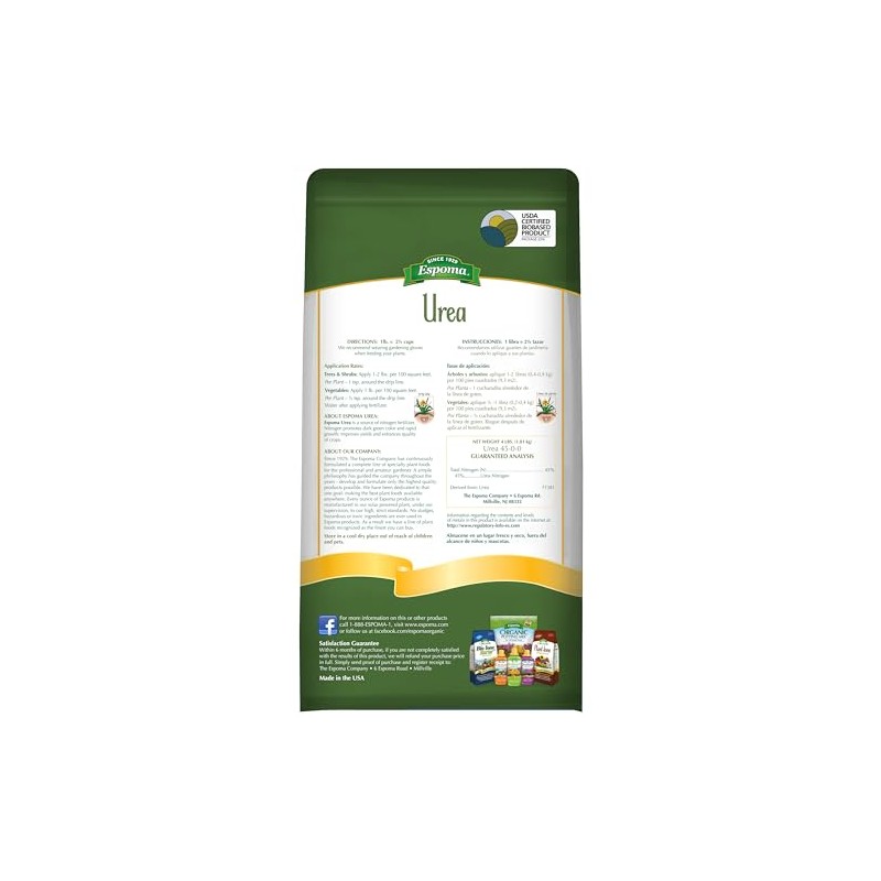 Espoma Urea Nitrogen Fertilizer 45-0-0, 4lb. Bag; Promotes Growth in