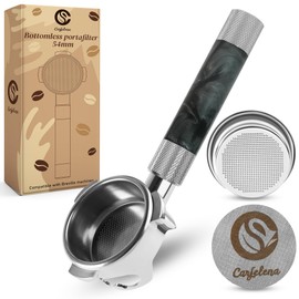 54mm Bottomless Portafilter – Compatible with Breville Espresso Machines – Espresso Portafilter 54mm with Puck Screen & Durable Resin Handle – Professional Barista Tool"