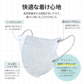 Plus Life W COLOR MASK Non-Woven Mask, 3D Keep Fit, Regular Size, Individual Packaging, Pack of 20, Light Blue