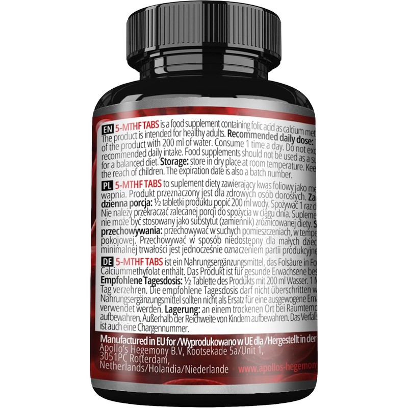 5-MTHF Tabs - 400 µg L-Methylfolate Per Serving - 60