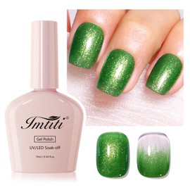 Imtiti Green Glitter Gel Nail Polish, 1Pcs Green Glitter Gel Polish Soak Off UV LED Gel Polish, Long Lasting, Nail Art Starter Manicure Salon DIY at Home for Women (0.34 Fl Oz-1932)