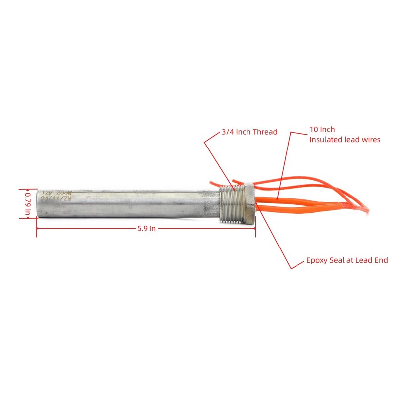 Immersion Cartridge Heater 12V 200W / 300W Hot Rod Heating
