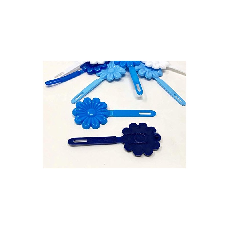 Tara Girls Self Hinge Flower Barrettes - Blue & White