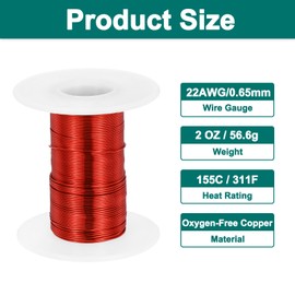 sourcing map 22 AWG Magnet Wire, 22 Gauge / 0.65mm Enameled Copper Wire, 2 oz Magnetic Coil Wire for Transformer, Motor, Electric, 155C(311F)