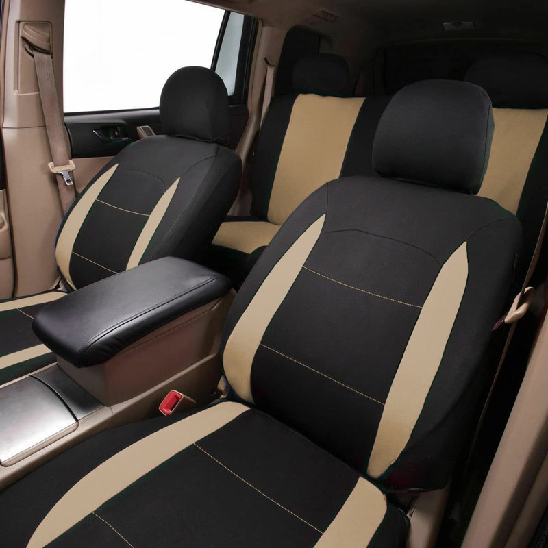 Flying Banner Car Seat Covers Set Beige Tan Front Seats