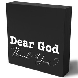 Inspirational Christian Decor Bible Verse Desk Decor Wood Sign Farmhouse Black Wooden Box Sign for Living Room Bedroom Kitchen Table Shelf Counter Cafe Home Office Store Pub Bar Religious Gifts