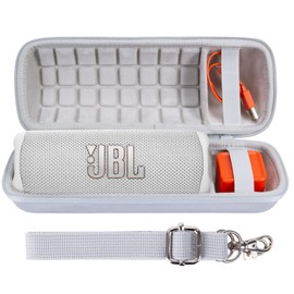 co2CREA Hard Travel Case Replacement for JBL Flip 6 FLIP 5 Waterproof Portable Bluetooth Speaker (White Case)