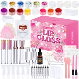 JCOOS Lip Gloss Making Kit, Lip Gloss Set for Teens Kids Tweens Girls Woman Lip Kit Fun DIY Lipgloss Making Kit, Make Your Own Lip Gloss Kit, Moisturizing Glitter Kids Gifts Stuff for Girls 10-12