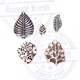 Royal Kraft Traditional Motif Leaf and Plant Wood Stamps for Printing (Set of 5)
