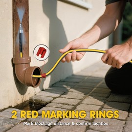 TUTULUCK Sewer Jetter Kit for Pressure Washer, 5800PSI Drain Cleaner Hose 1/4 Inch NPT Corner,Showerhead,Rotating rotates,Mushroom Nose,Corner sewer nozzle(100FT)