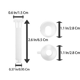 2 Pcs Toilet Seat Screws, Screws Replacement Kit for Toilet Seat, Plastic Nuts and Washers for Fixing The Top Toilet Seat, White