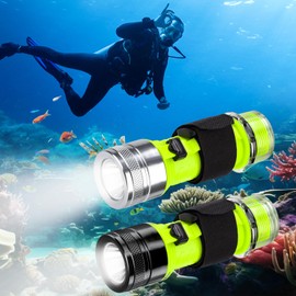BlueFire 1500 Lumen Rechargeable Diving Flashlight - IPX8 Waterproof LED Scuba Light, 3 Modes for Night Diving, Underwater Exploration & Outdoor Water Sports (2 Pack)