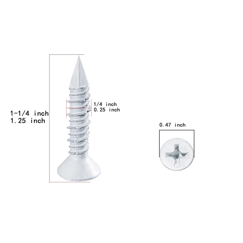 WenSilon(30 PCS) 1/4" x1-1/4 White Concrete Screw Anchor White Flat