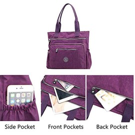 Fueerton Women's Casual Multi-Pocket Waterproof Nylon Top-Handle Shoulder Travel Handbags, (Deep Blue), 38cm * 12cm* 38cm