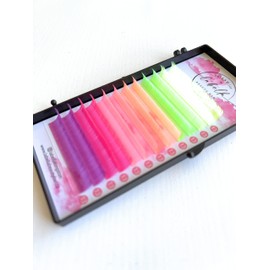 La Bella Beauty Bar Eyelash Extensions Individual & Volume Velvet Black & Multi Colour 0.07-0.08mm CC-D Curl 9-14mm Professional Eyelash Extension Supplies (0.07 D 13mm, Multi Colour)