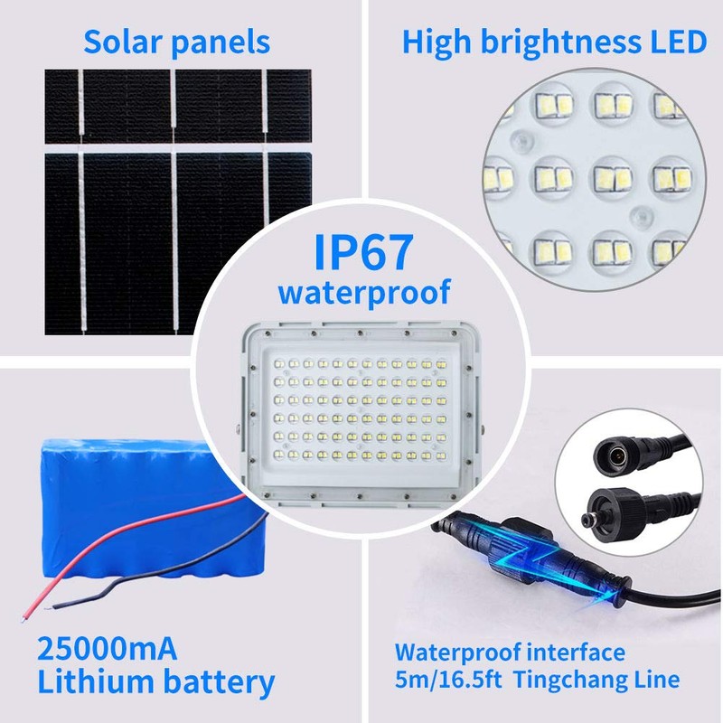 200W LED Solar Flood Lights,18000Lumens Street Flood Light Outdoor IP67