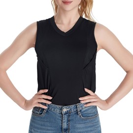 NELKBI Conceal Carry Tank Top Womens V Neck Undershirt Holster Female Sleeveless Conceal Carry Shirt Black