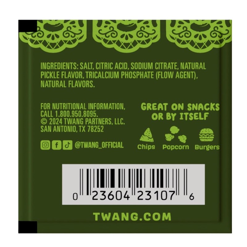 Twangerz Snack Topping, Pickle, 1 Gram Packets (Pack of 200)