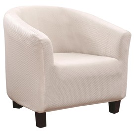 SearchI Club Chair Slipcover Stretch Barrel Chair Covers Jacquard Tub Chair Slipcovers Spandex Armchair Sofa Cover Removable Couch Furniture Protector Arm Chair Cover for Living Room(Fabric-Beige)