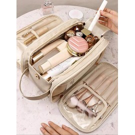Portable Makeup Bag, Fall¬†Large Capacity Cosmetic Storage Bag, Travel Accessories,¬†Zipper Makeup Organizer Pouch, Versatile Storage Stationery, Travel Bag, Fall Outfits, Fall Freshness:_Baby Pink_Please Refer To The Pictures for Dimensions
