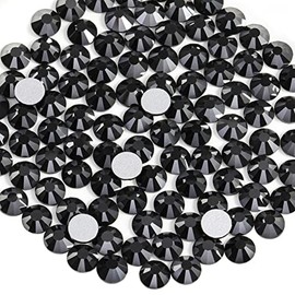 Beadsland 1440pcs Flat Back Crystal Rhinestones Round Gems for Nail Art and Craft Glue Fix, Jet Hematite,SS20,4.6-4.8mm