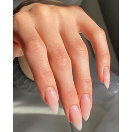 24 PCS Press on Nails Short Almond Medium Fake False Nails With Glue, Gel Acrylic Nail Art Nails for Women Girls (Nude Gradient)