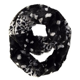 Peach Couture Plush Cowl Collar Faux fur Two Tone Infinity Loop Scarf Black White