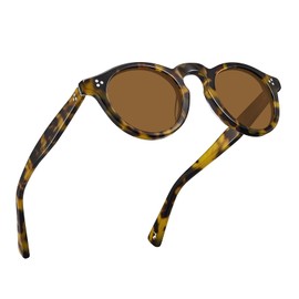 CARFIA Retro Mens Sunglasses Women Polarized UV400 Protection, Small Round Acetate Italian Luxury Style Driving Shades