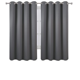 LEMOMO Grey Bedroom Blackout Curtains/52 x 63 Inch Long/Set of 2 Curtain Panels/Thermal Insulated Room Darkening Curtains for Bedroom