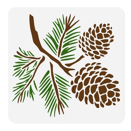 Pine Cone Stencil for Painting on Wall 30 x 30cm Reusable Plastic Craft Stencil for Painting on Wood Fabric Furniture, DIY Home Decor Stencil