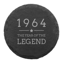 Engraved Natural Slate Coaster - 1964 The Year Of The Legend Coaster Gift | Women and Mens Gift Ideas | 60th Birthday Gifts for Boys and Girls | Thoughtful Keepsake Presents | Dust and Things