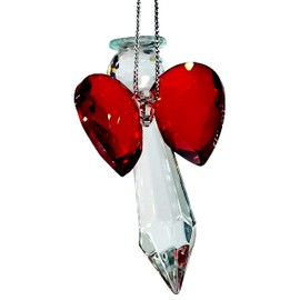 Rainbow crystal Aquamarine Guardian Angel Crystal Suncatcher, Hand Made 2.83 inch Long, Window, Flower, Car, Home Decor, Chakra Crystal Ornament, Rainbow Maker, Protection Angel… (63Aquamarine… (MEDIUM, Red)