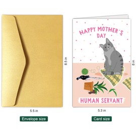 Funny Cat Mother's Day Card, Cute Mother's Day Card from Cat, Mothers Day Card Gifts for Cat Mom Grandma, Happy Mother's Day to My Human Servant