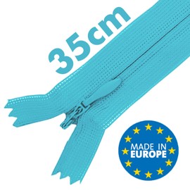 MARARDI [Pack of 20 Invisible Zippers [Blue] Nylon [35 cm] Sewing and Crafts for Clothing Bags Fabric for Sewing Machine Patchwork Plastic Cotton Zipper with Metal Zip