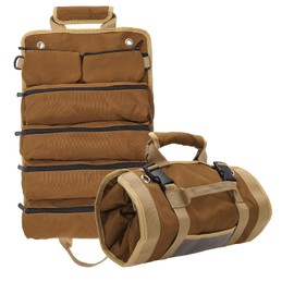 UNGFEI Roll Up Tool Bag with 2 Detachable Pouches, Oxford Cloth Canvas Tool Pouch Bag with Buckle and Handle, Small Tool Roll Bag Organiser for Mechanic Electrician Craftsmen Men Dad Presents