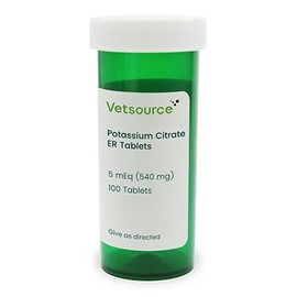 Potassium Citrate ER Tablets for Dogs and Cats, 5 mEq (540 mg), 100 Tablets