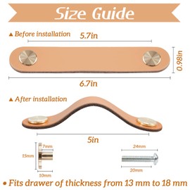 LEREATI 4 Pack Leather Drawer Pulls Black Cabinet Handles 5 inch Dresser Knobs Cabinet Door Handle, Leather Pulls for Dresser, Closet, Kitchen Cupboard (5in Hole Center, Black)